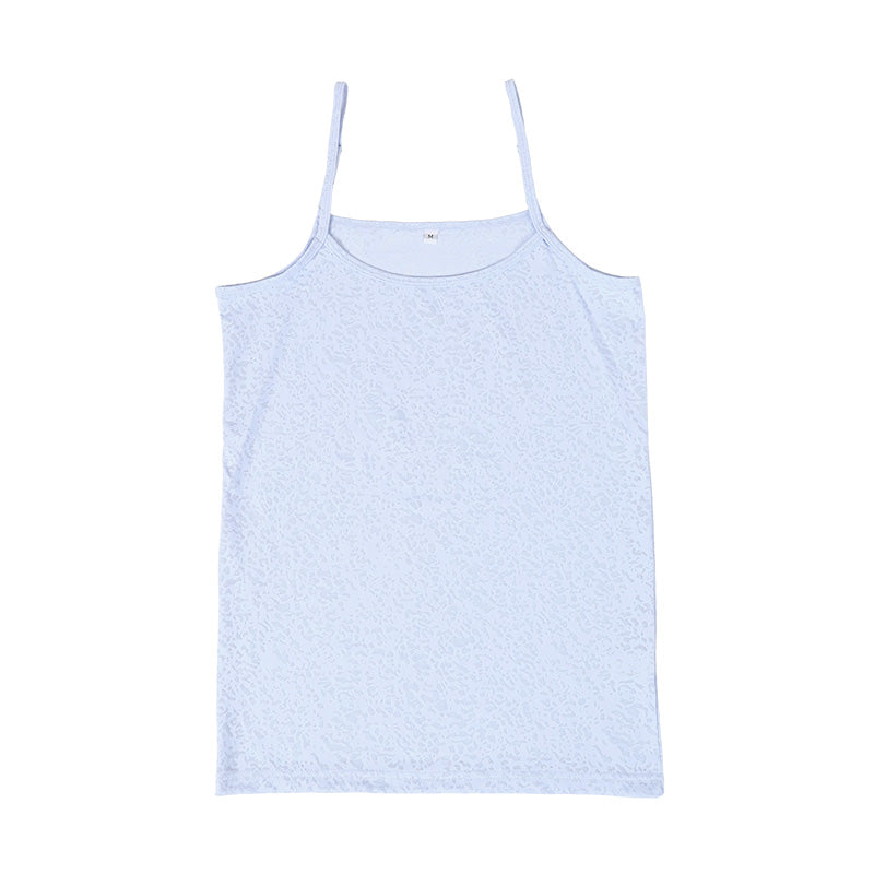 キャミソール レディース インナー 冷感 ノースリーブ 接触冷感 肌着 ジャガード M L LL キャミ 婦人 黒 白 青 下着 (在庫限り)