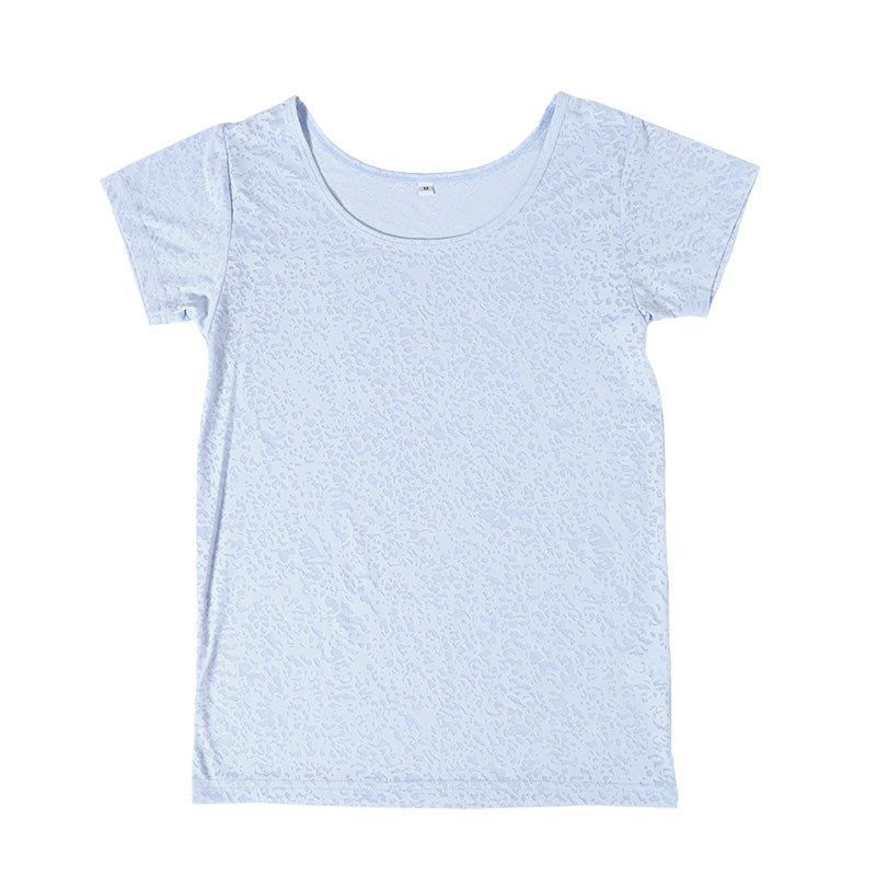 フレンチ袖インナー インナー フレンチスリーブ レディース フレンチインナー 半袖 半袖シャツ 冷感 接触冷感 肌着 ジャガード M L LL 半袖インナー 婦人 黒 白 青 下着 (在庫限り)