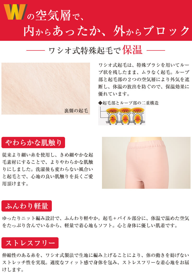 もちはだ レディース あったか スパッツ M~LL (裏起毛 厚手 防寒 暖かい 婦人 スラックス下 サムナイ 冬 M L LL)