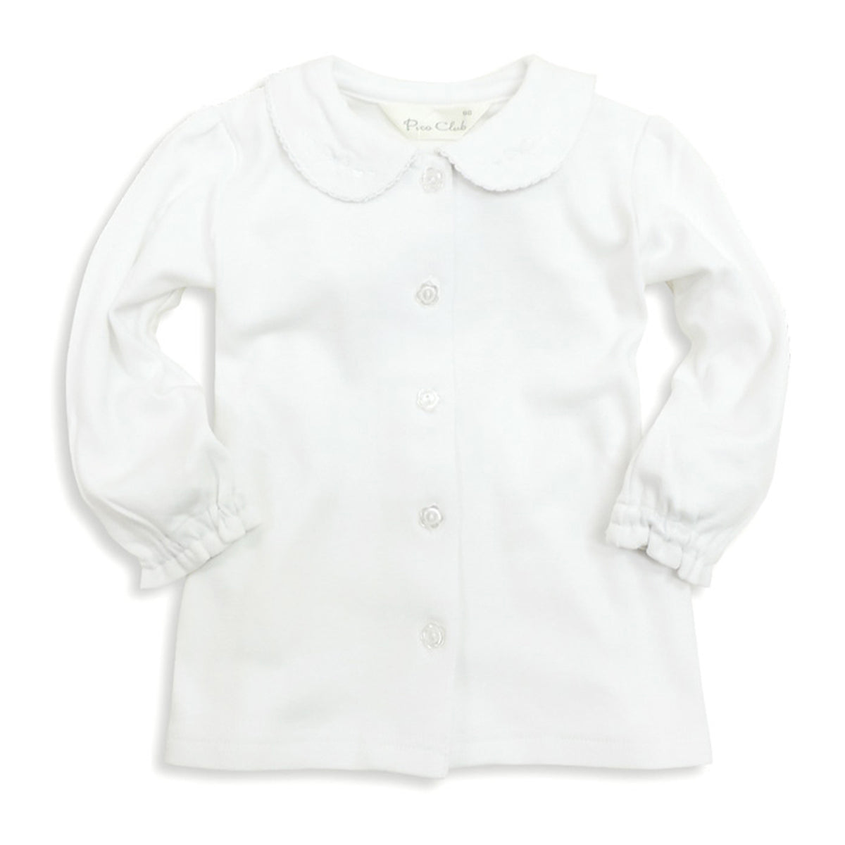 キッズ ブラウス 長袖 女の子 丸襟 スクールシャツ ニット 綿100% フリル レース 90cm~130cm 小学生 制服 シャツ 幼稚園 保育園 子供 フォーマル 小学校