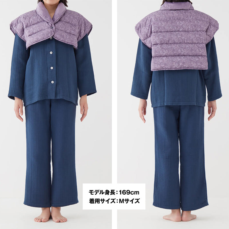 グンゼ 肩当て ダウン レディース 肩 冷え 羽織 ナイトウェア ベスト 暖かい S~L (あったか パジャマ 冬 羽毛 洗える 就寝用 寝る時 防寒 ボレロ プレゼント ギフト) (在庫限り)