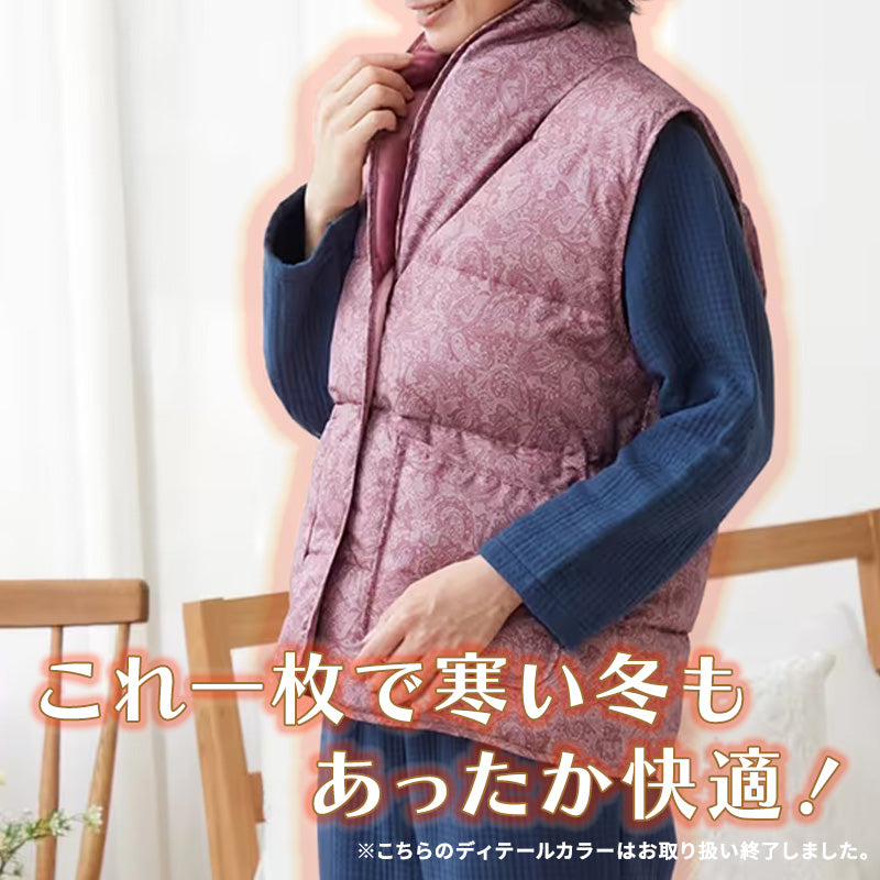 グンゼ 羽毛 羽織り パジャマ 冬 ダウン ベスト レディース S~L (冬用 部屋着 ルームウェア 羽織物 暖かい あったか 保温 防寒 冷え対策 女性 婦人 GUNZE プレゼント) (送料無料) (在庫限り)