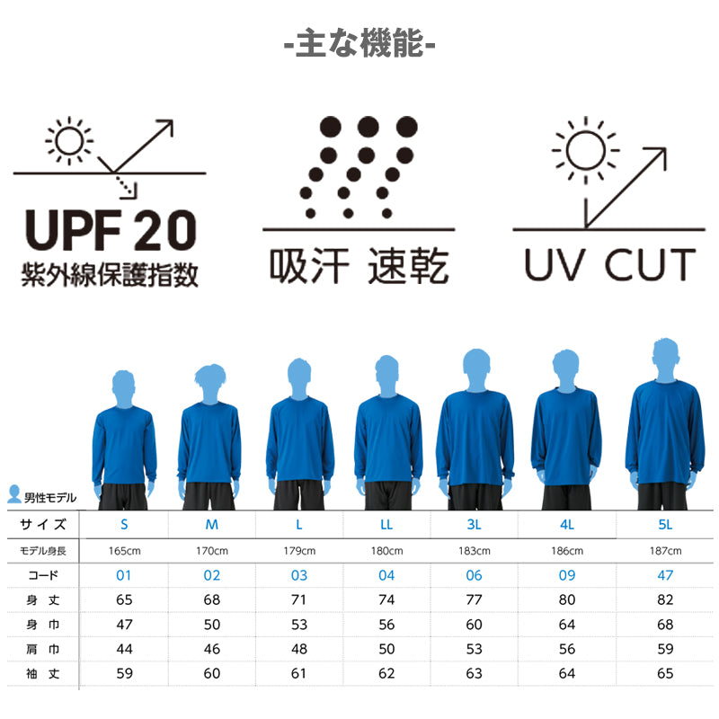 男女兼用 ユニセックス Tシャツ 長袖 クルーネック メッシュ 通気性 吸汗速乾 ドライ UVカット 軽い 快適 メンズ レディース スポーツ 運動 アウトドア 制服 ユニフォーム ロングスリーブ ネイビー 青 緑 S M L LL 3L 4L 5L (取寄せ)