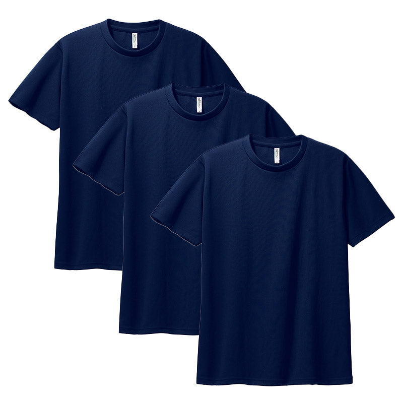 Tシャツ 男女兼用 3枚組 ユニセックス ドライ 半袖 M L LL クルーネック 薄手 吸汗速乾 紫外線カット 涼しい 快適 ストレッチ 伸縮性 白 黒 ネイビー トムス メンズ レディース スポーツ アウトドア (取寄せ)