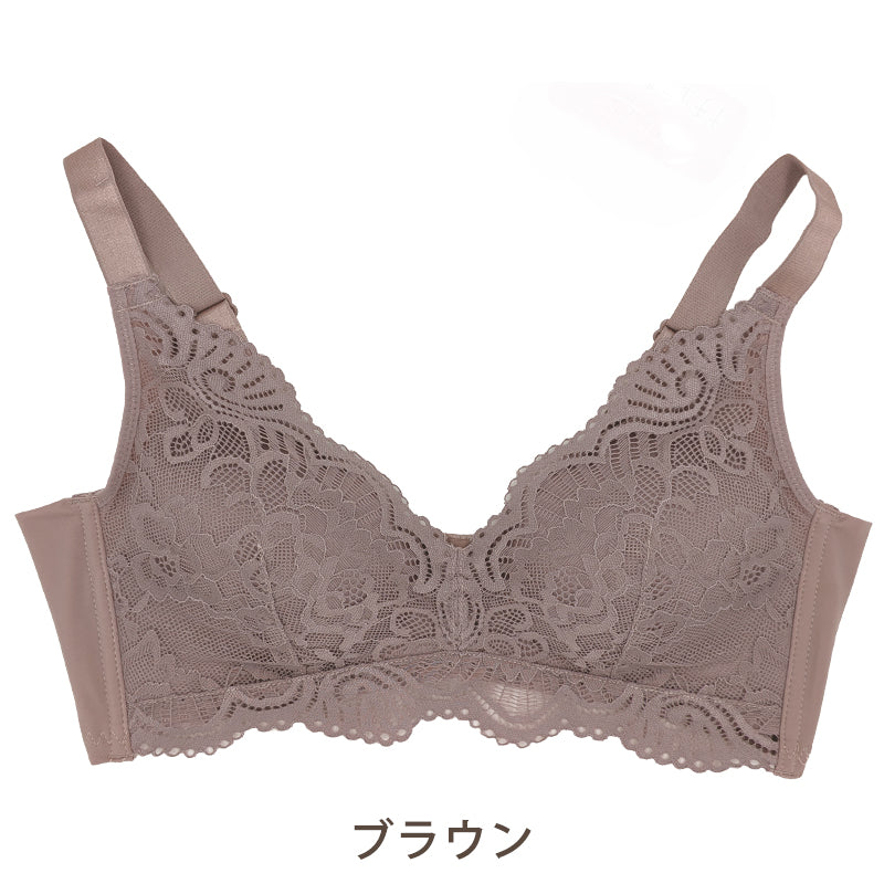 ノンワイヤーブラ レディース らくちん レース 脇高 幅広ストラップ M~3L ノンワイヤー ブラジャー らくらく 大きいサイズ 大きめ L LL 3L (在庫限り)