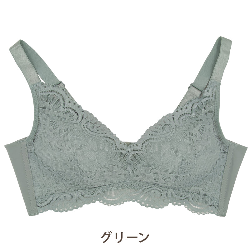 ノンワイヤーブラ レディース らくちん レース 脇高 幅広ストラップ M~3L ノンワイヤー ブラジャー らくらく 大きいサイズ 大きめ L LL 3L (在庫限り)