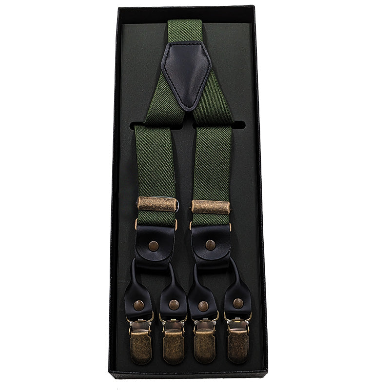 サスペンダー メンズ 日本製 Y型 クロス ダブルクリップ 25mm (シンプル 無地 ビジネス 紳士 男性 男女兼用 ブラック ネイビー ブラウン グレー ホワイト)