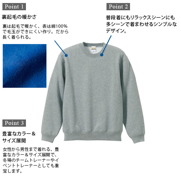 レディース 10.0オンス T/Cクルーネックスウェット S~XXL (United Athle レディース アウター スウェット カラー) (取寄せ)