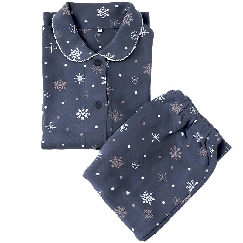 パジャマ レディース 冬 キルト 肌側綿 かわいい あったかい ルームウェア 長袖 婦人 部屋着 M L やわらかい 柄 上下 冬用 雪柄 花柄 シンプル 無地