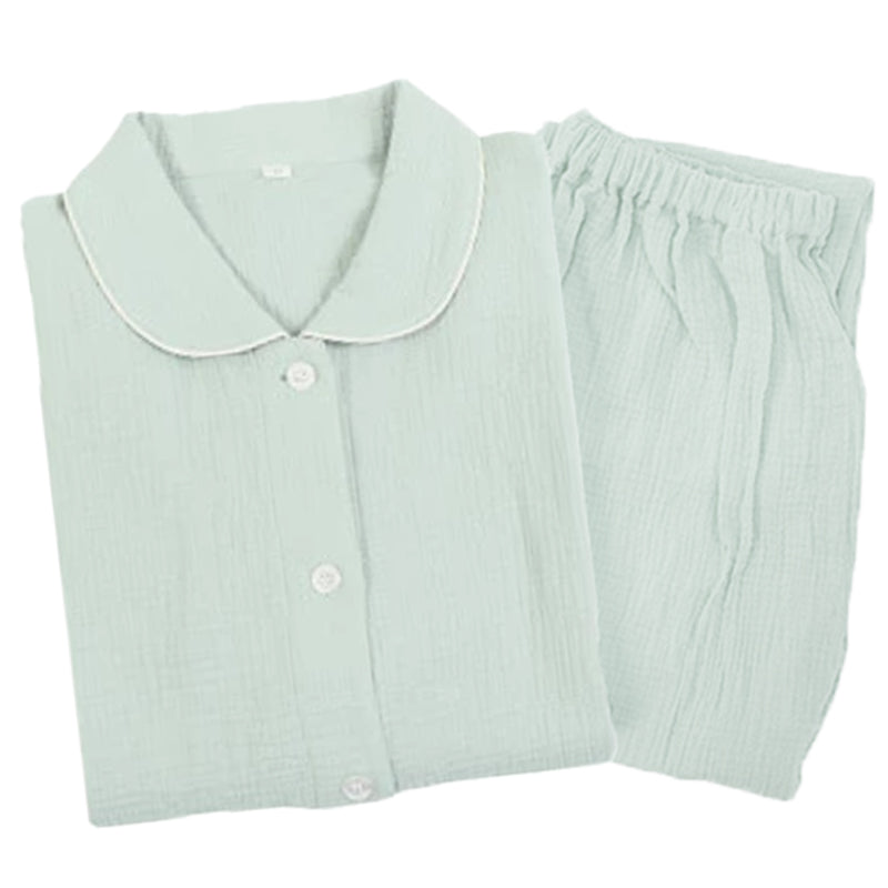 パジャマ レディース 綿100% 長袖 ガーゼ 春夏 シンプル 婦人 部屋着 M L 長ズボン 薄い 薄手 綿 寝巻 ルームウェア 上下セット 女性 プレゼント ギフト