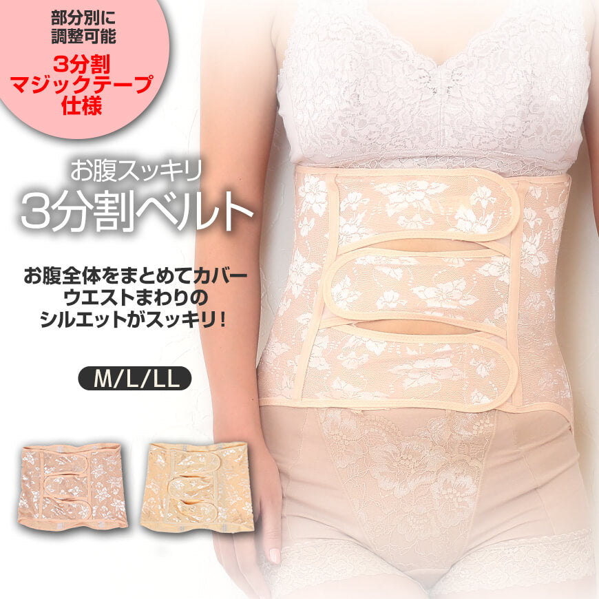 お腹スッキリ3分割ベルト M~LL (婦人 インナー ストレッチ パワーネット 締め付け シェイプ ) (在庫限り)
