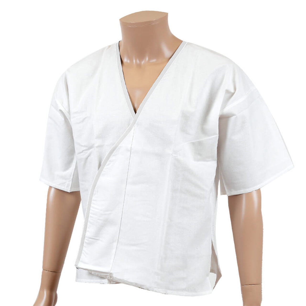 八重の下着本舗 紳士用 綿100%さらし天竺 打合せひもなし 和装下着 M~LL (YAE メンズ 男性用 礼装 浴衣 作務衣 着付け 肌着 肌襦袢 はだじゅばん 共袖 半袖 晒し 日本製) (和装呉服) (取寄せ)