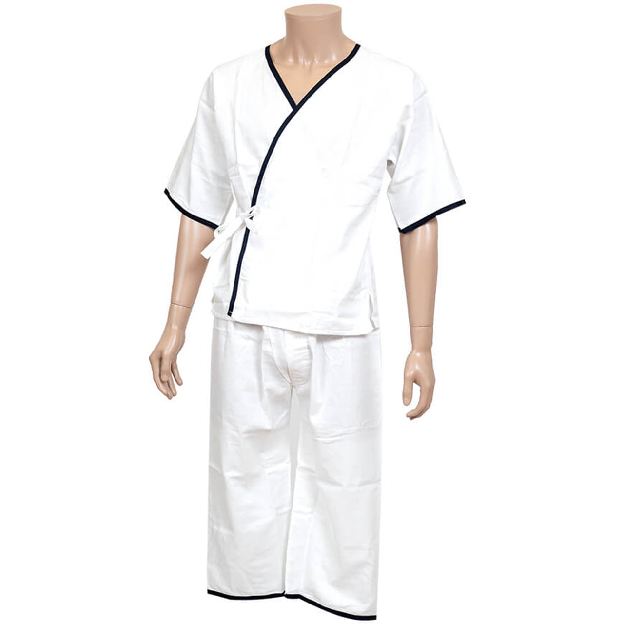 八重の下着本舗 紳士用 綿100%二重合わせガーゼ 打合せひも付き 和装アンサンブル (M・L)(YAE メンズ 男性用 礼装 浴衣 作務衣 着付け 和装下着 肌着 肌襦袢 はだじゅばん ラグラン袖 半袖 上下組 ステテコ 日本製)ON【和装呉服】 (取寄せ)