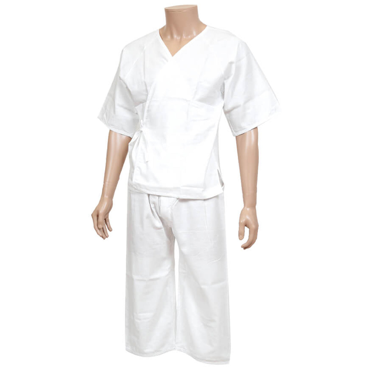 八重の下着本舗 紳士用 綿100%二重合わせガーゼ 打合せひも付き 和装アンサンブル (M・L)(YAE メンズ 男性用 礼装 浴衣 作務衣 着付け 和装下着 肌着 肌襦袢 はだじゅばん ラグラン袖 半袖 上下組 ステテコ 日本製)ON【和装呉服】 (取寄せ)