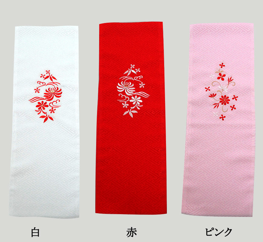 お子様用 刺繍柄おまかせ 刺繍入り半衿(14cm×90cm)(半襟 はんえり 和装小物 礼装 着付け 衿元 襟元 子供用 七五三 753 3歳 7歳 女児 お雛様 ひな祭り)ON【和装呉服】 (在庫限り)