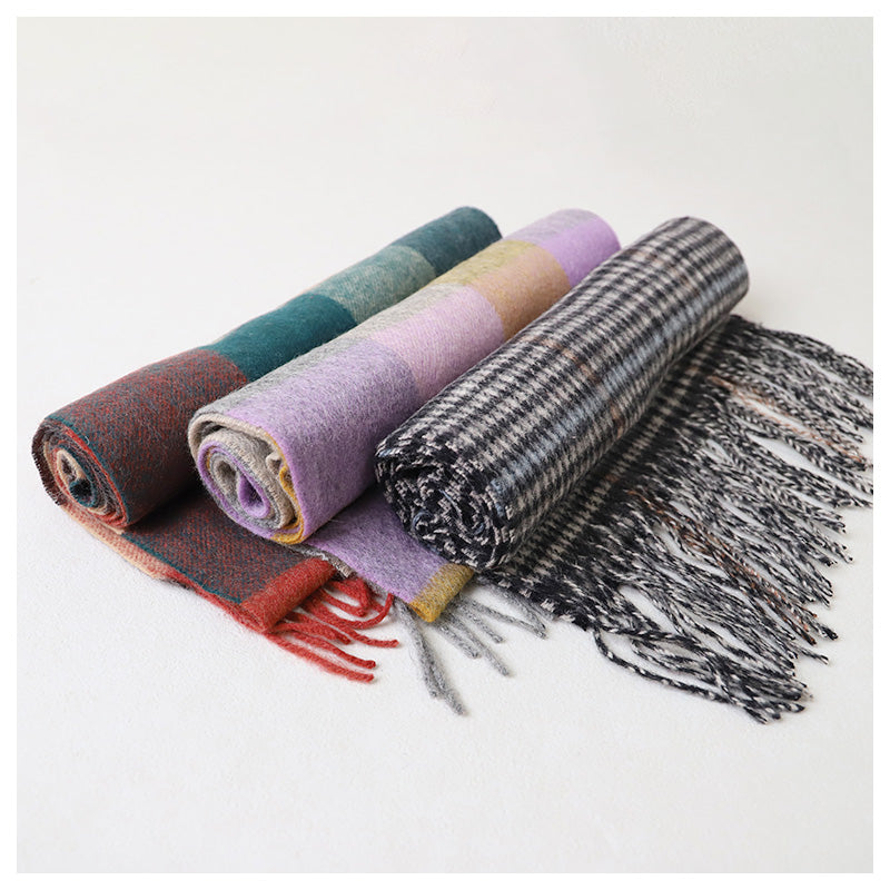 ウール混マフラー レディース マフラー チェック 30cm×164cm 大判 暖かい 柔らかい おしゃれ 防寒 秋冬 ギフト プレゼント 人気 無地 タータンチェック バッファローチェック ブロックチェック 通勤 通学 かわいい 軽量 首元 冬小物 ストール風 ユニセックス