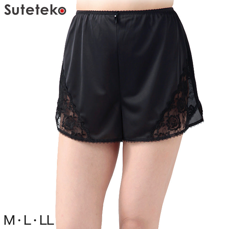 礼装 フレアパンツ ペチコート パンツ レース ペチパンツ 一分丈 黒 M~LL 透けない 静電気防止 下着 レディース インナー ランジェリー