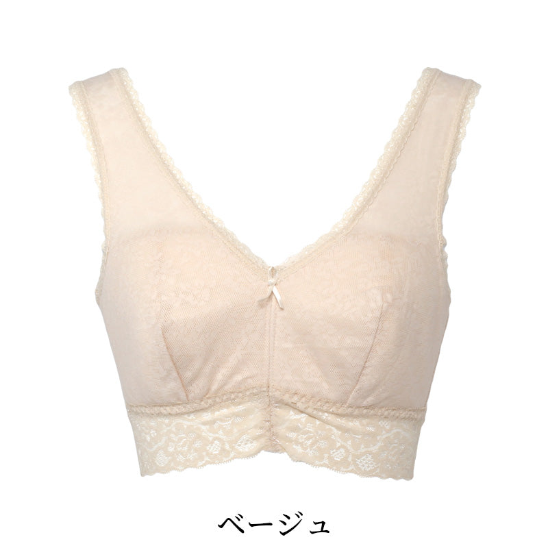 らくらくブラ レディース 綿混 メッシュ ジャガード M~LL ノンワイヤー ホックなし ブラジャー 夏 涼しい さらさら サラサラ カップ付き 締め付けない 敏感肌 蒸れない らくらく 大きいサイズ LL 軽い 軽量 (在庫限り)