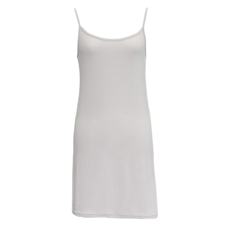 スリップ キャミソール 透けない レディース 80cm丈 S~LL ワンピース インナー 透け防止 ランジェリー ペチコート 下着 肌着 サラサラ 肌色 黒 シンプル S M L LL (在庫限り)