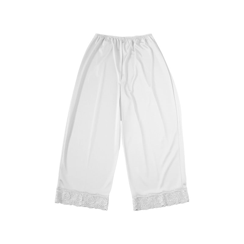 ロングキュロット ペチパンツ レース 日本製 ひざ上 M~LL (ペチパン 長い下着 肌着 かわいい 透け防止 響きにくい 上品 美しい しなやか)