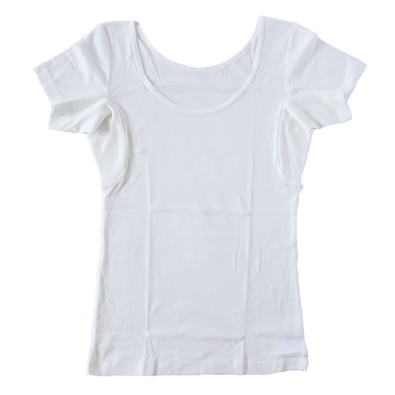 綿100% インナー 半袖 汗取り 脇汗パッド レディース フレンチ袖 tシャツ S~LL 汗とり 脇あせ わき汗 消臭 臭い 肌着 下着 アンダーシャツ 白 肌色 黒 大きいサイズ s m l ll