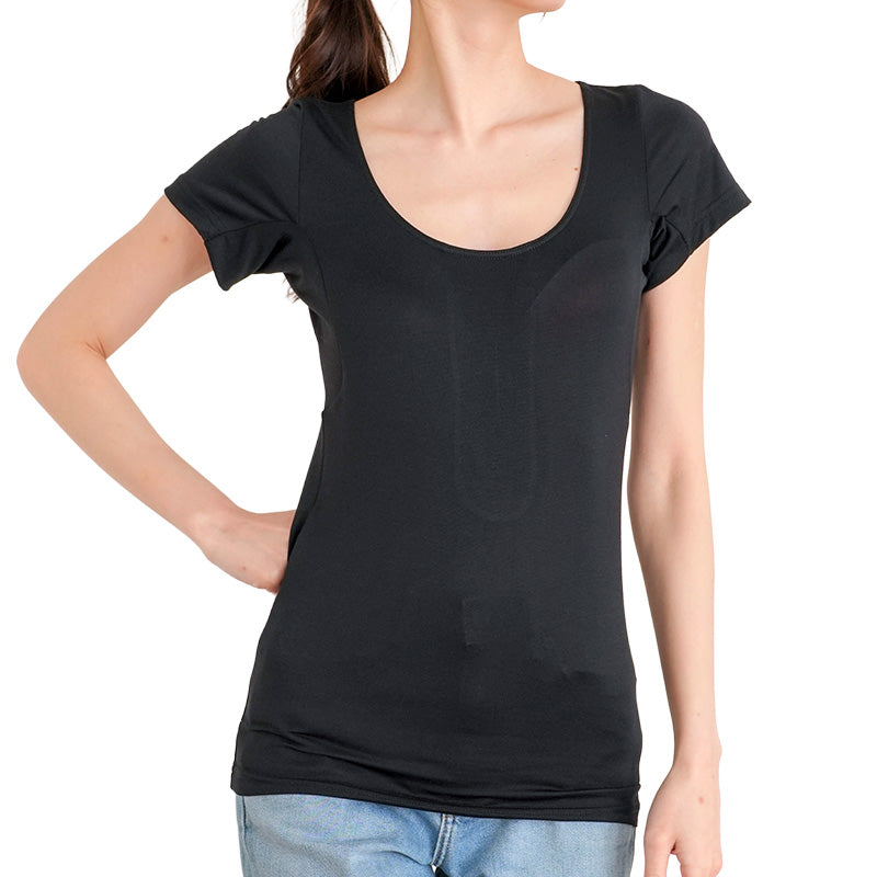 汗染み防止 インナー 背中 フレンチスリーブ Tシャツ 汗取り レディース M L LL 脇汗 パッド パット 汗染み 消臭 メッシュ ニオイ対策 インナーウェア インナーシャツ 肌着 下着 母の日 (在庫限り)