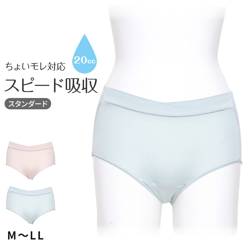 失禁ショーツ ちょいモレ 吸水 スタンダード 20ml 20cc M L LL 産後ケア ショーツ 失禁パンツ 下着 女性 レディース 軽失禁 尿漏れ 尿モレ 抗菌防臭 シンプル 無地