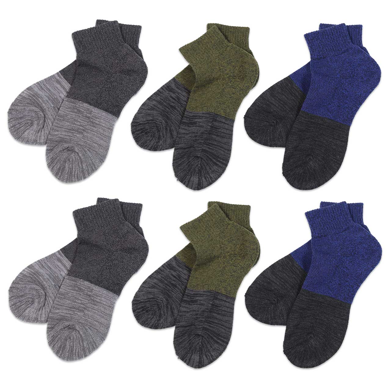 メンズ スニーカーソックス 6足セット 25-27cm (紳士 男性 くるぶし ソックス 男性 紳士 くつした くつ下 カラーソックス スポーツ) (在庫限り)