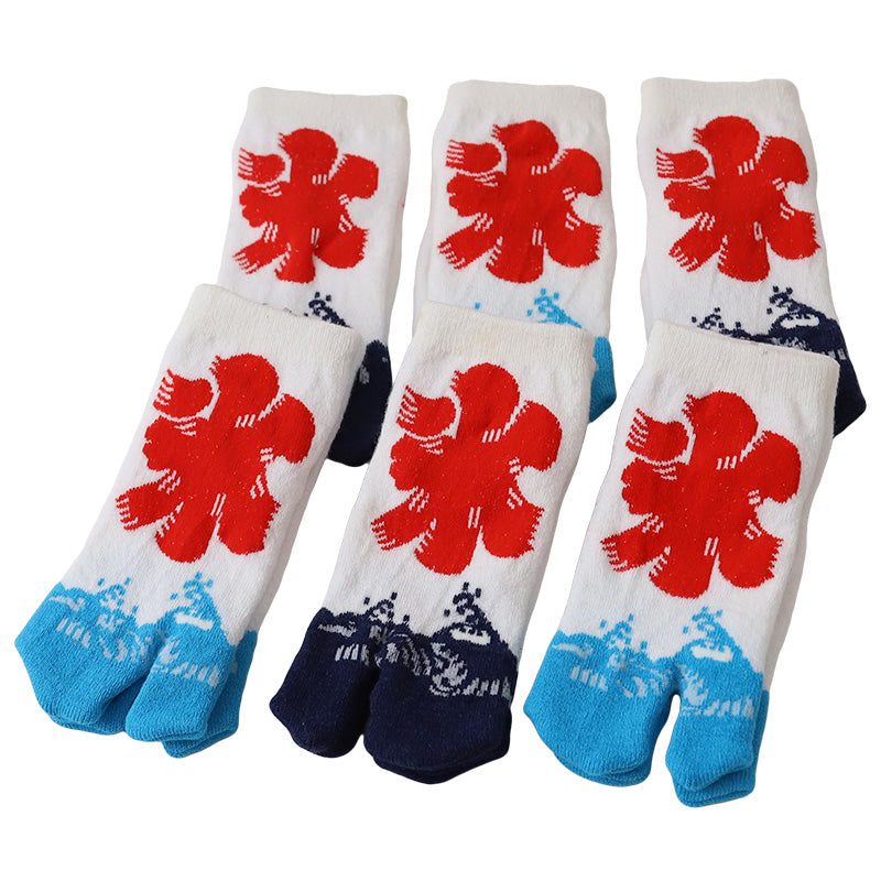 アウトレット キッズ 足袋ソックス 6足組 子供靴下 くつ下 10-24cm キッズ スニーカー丈 綿混 足袋 タビ 足袋靴下 足袋型靴下 くつ下 くつした 日本製 (在庫限り)