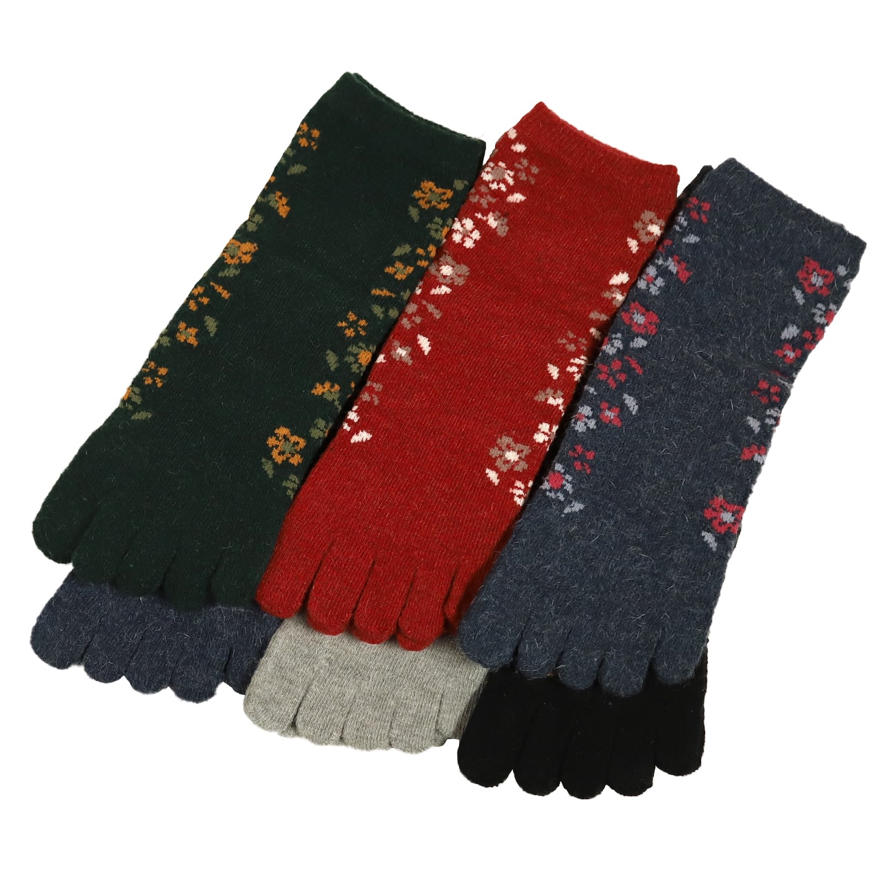 5本指ソックス レディース ショートソックス アンゴラ混 あったか 秋冬 6足組 22-24cm 五本指ソックス 靴下 婦人 女性 ショート丈 五本指靴下 くつ下 くつした (在庫限り)