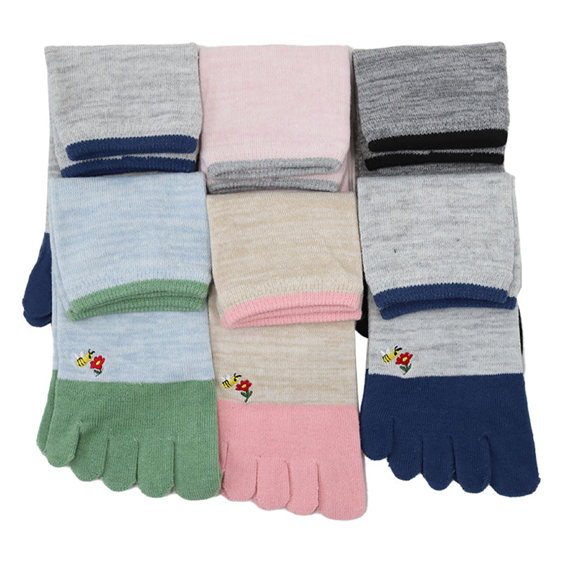 レディース ソックス 短め 5本指 6足セット 22cm 22.5cm 23cm 23.5cm 24cm (婦人 女性 ショートソックス ショート丈 綿混 五本指 くつ下 くつした ) (在庫限り)