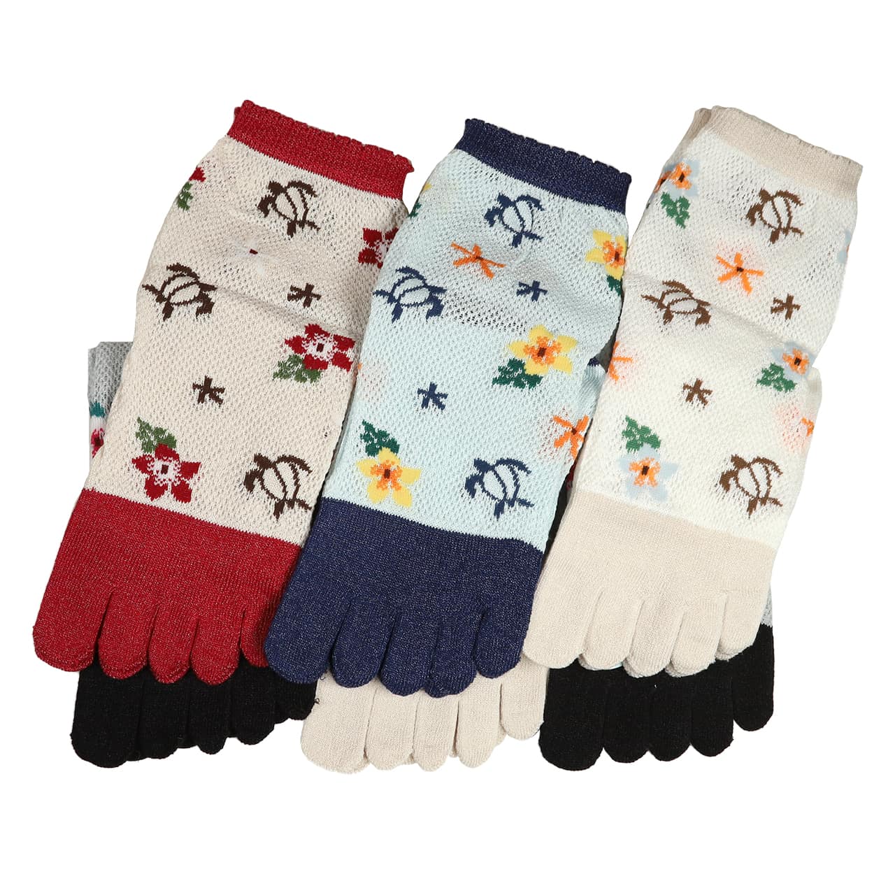 【 お得 】 レディース 5本指ソックス 五本指靴下 ショートソックス 6足組 22-24cm (婦人 ショート丈 メッシュ くつ下 くつした) (在庫限り)