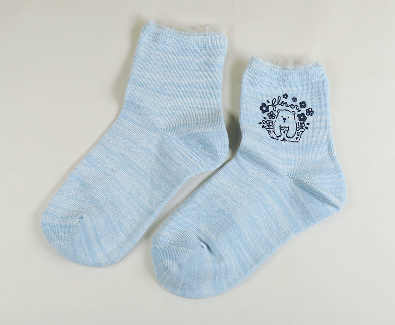 【 お得 】 キッズ ソックス 靴下 女子 女の子 ショートソックス 6足組 16-18cm~22-24cm (ガールズ ショート丈 綿混 くつ下 くつした くま クマ ハート) (在庫限り)
