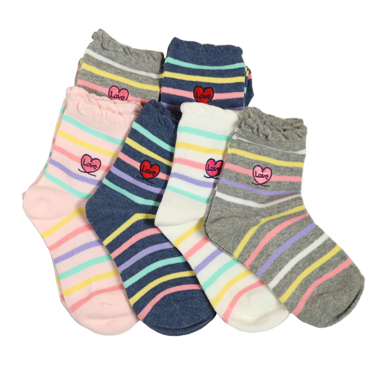 【 お得 】 キッズ ソックス 靴下 女子 女の子 ショートソックス 6足組 16-18cm~22-24cm (ガールズ ショート丈 綿混 くつ下 くつした くま クマ ハート) (在庫限り)