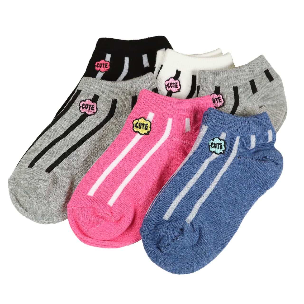 【 お得 】 キッズ ソックス 靴下 女子 女の子 スニーカーソックス 6足組 16-18cm~22-24cm (スニーカー丈 綿混 ソックス くつ下 くつした リボン ドット 音符) (在庫限り)