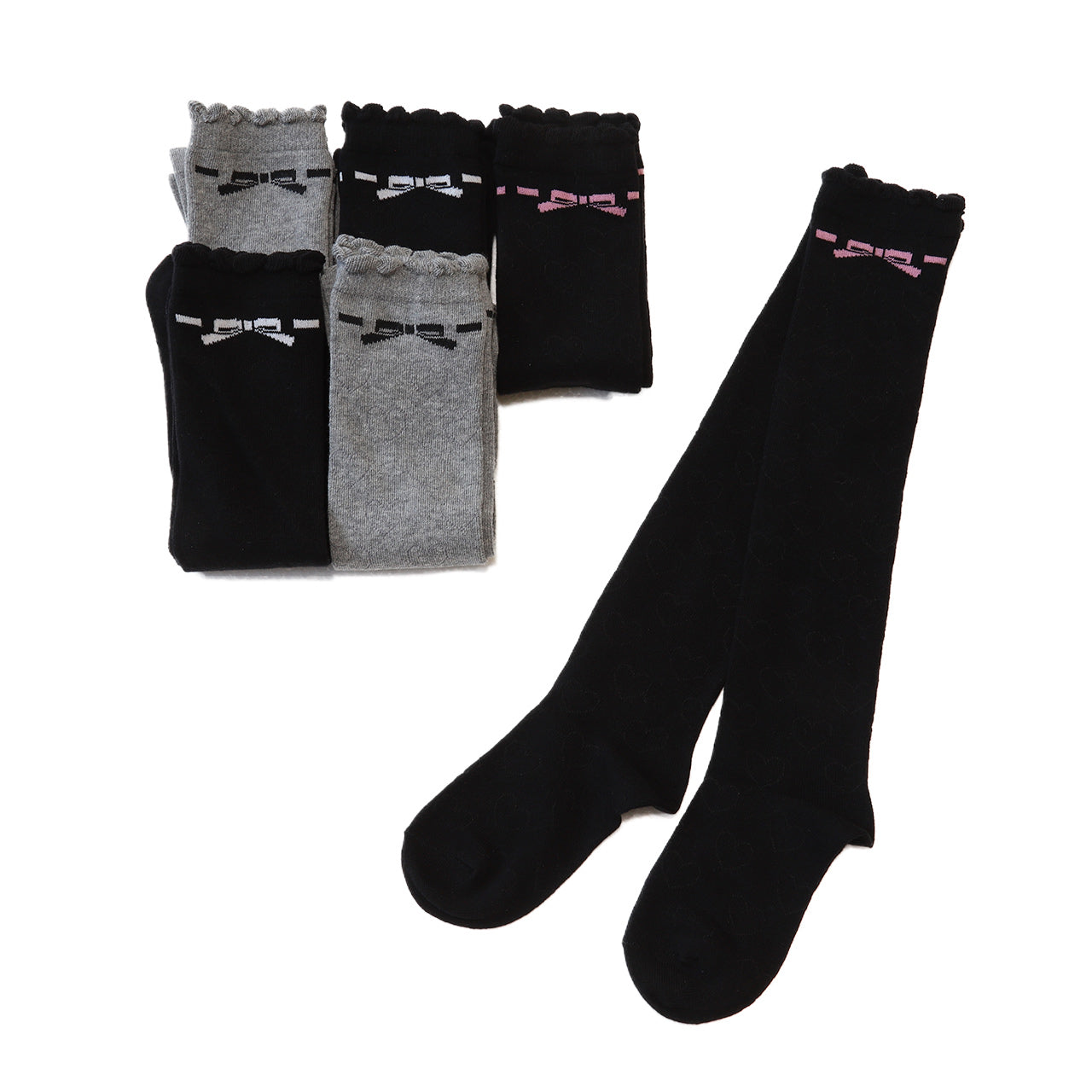 ニーハイソックス キッズ 女の子 ニーハイ ソックス 6足組 16-18cm~22-24cm (オーバーニーソックス オーバーニー 靴下 ひざ上丈 ジュニアソックス ロング丈 長靴下 綿混 くつ下 くつした) (在庫限り)