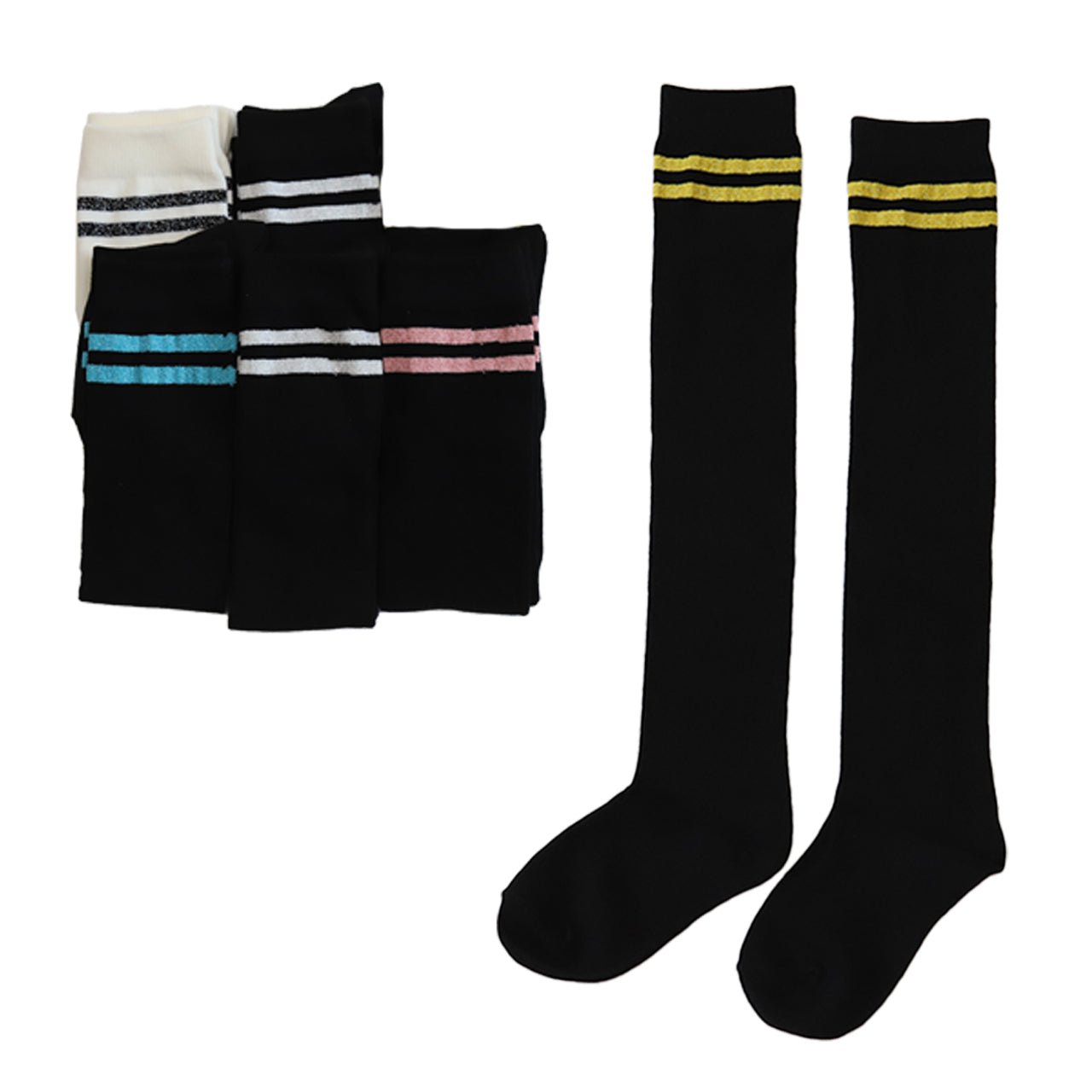 ニーハイソックス キッズ 女の子 ニーハイ ソックス 6足組 16-18cm~22-24cm (オーバーニーソックス オーバーニー 靴下 ひざ上丈 ジュニアソックス ロング丈 長靴下 綿混 くつ下 くつした)