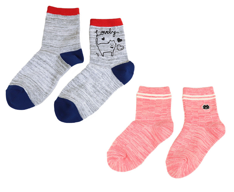 【 お得 】 キッズ ソックス 靴下 女子 女の子 ショートソックス 6足組 16-18cm~22-24cm (ガールズ ショート丈 綿混 くつ下 くつした ねこ ネコ) (在庫限り)