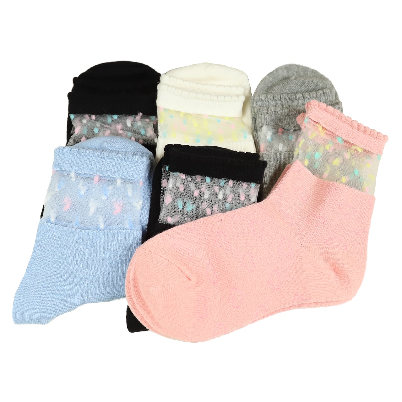 【 お得 】 キッズ ソックス 靴下 女子 女の子 ショートソックス 6足組 16-18cm~22-24cm (ガールズ ショート丈 綿混 くつ下 くつした ねこ ネコ) (在庫限り)