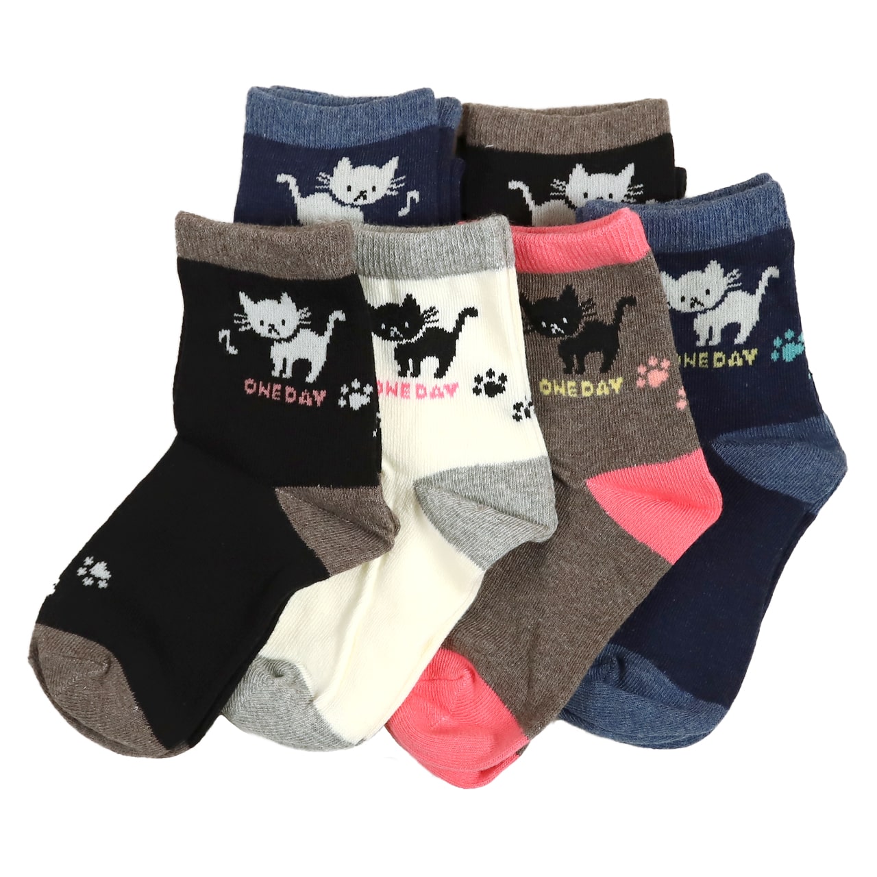 【 お得 】 キッズ 靴下 ソックス 子供靴下 ショートソックス 6足組 16-18cm~22-24cm (ガールズ ショート丈 綿混 くつ下 くつした ねこ ネコ くま) (在庫限り)