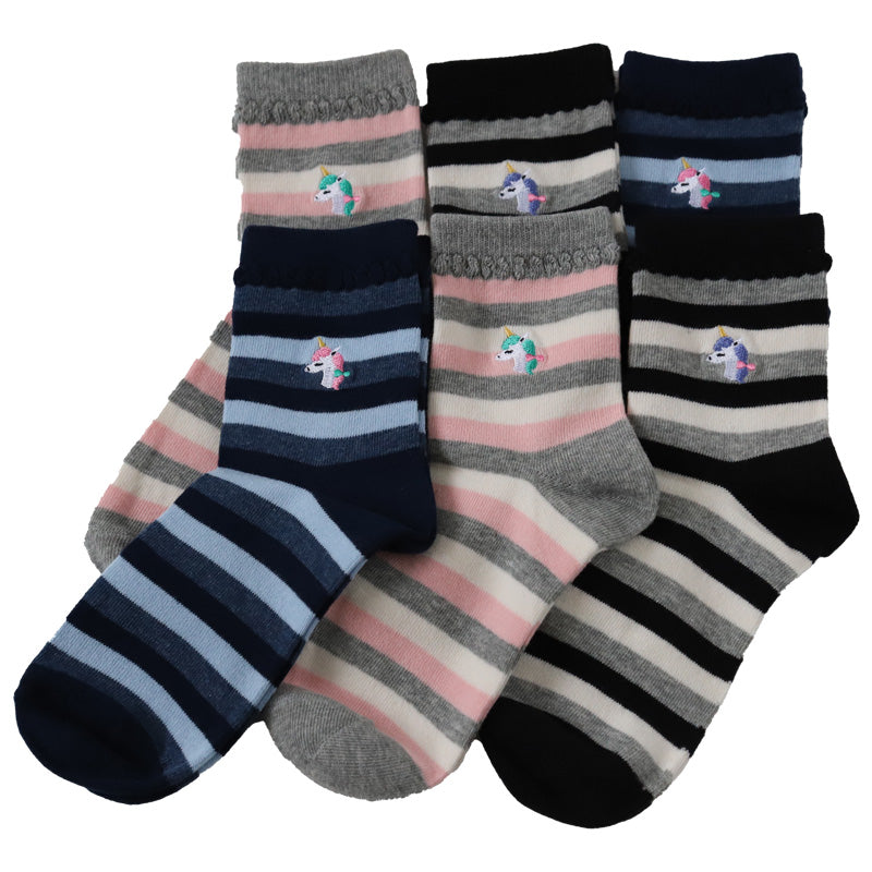 【 お得 】 キッズ ソックス 子供靴下 ショートソックス 6足組 16-18cm~22-24cm (ガールズ 女子 ショート丈 綿混 くつ下 くつした)