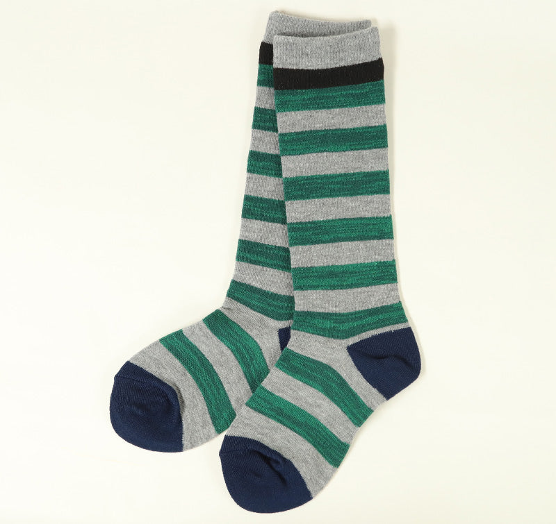 【 お得 】 キッズソックス キッズ ハイソックス ジュニア 靴下 子供用 6足組 16-18cm~22-24cm (女の子 男の子 ジュニアソックス ロング丈 長靴下 綿混 くつ下 くつした ボーダー カラフル) (在庫限り)
