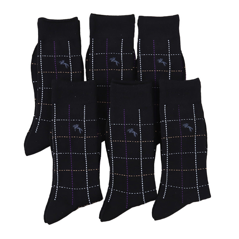 メンズ 靴下 ハイソックス 格子チェック 6足組 25-27cm 男性 紳士 ソックス 6足セット まとめ買い (在庫限り)