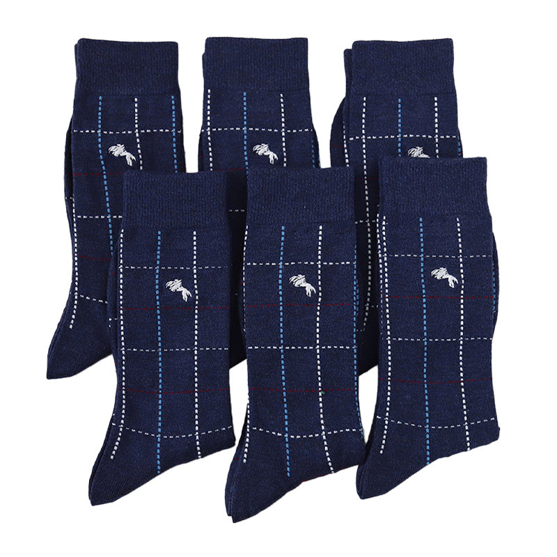 メンズ 靴下 ハイソックス 格子チェック 6足組 25-27cm 男性 紳士 ソックス 6足セット まとめ買い (在庫限り)