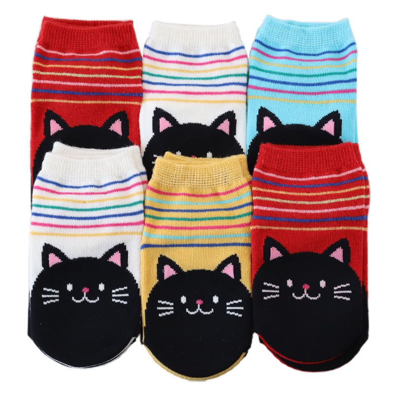 子供 靴下 ショート ソックス キッズ 男の子 女の子 6足 柄 10-15cm (男子 女子 猫 うさぎ 6足 短い 滑り止め 綿混 飛行機 リス 春 夏 こども靴下) (在庫限り)