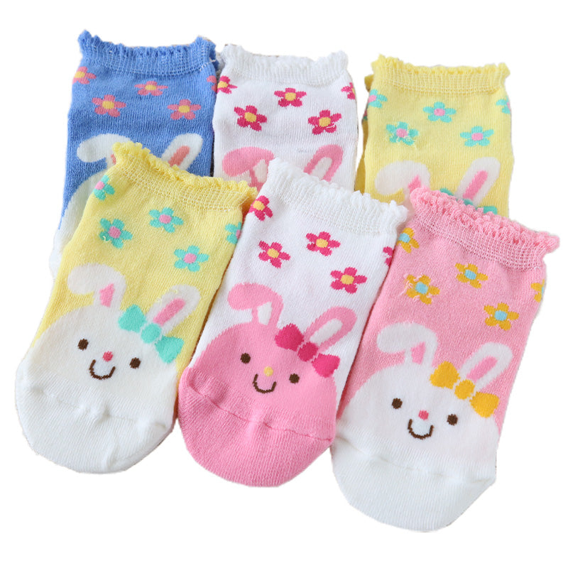子供 靴下 ショート ソックス キッズ 男の子 女の子 6足 柄 10-15cm (男子 女子 猫 うさぎ 6足 短い 滑り止め 綿混 飛行機 リス 春 夏 こども靴下) (在庫限り)