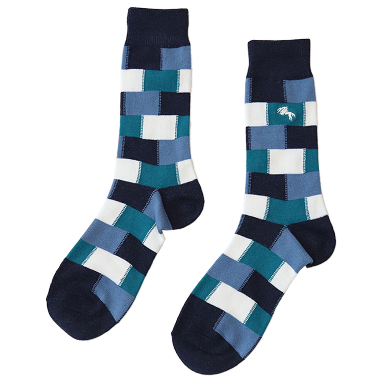 メンズ ビジネスソックス クルー丈 靴下 ブロック柄 6足組 25-27cm くつした 男性 紳士 メンズソックス クルーソックス ビジネス スーツ (在庫限り)