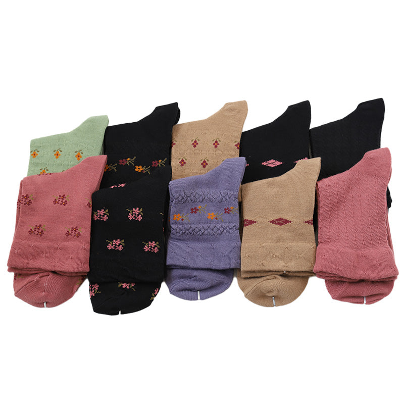 OriginalSocks レディーズ靴下 綿混 10足組 22-24cm (レディース クルー丈 靴下 ソックス くつ下 くつした 猫 ネコ cat キャラ ねこ) (在庫限り)