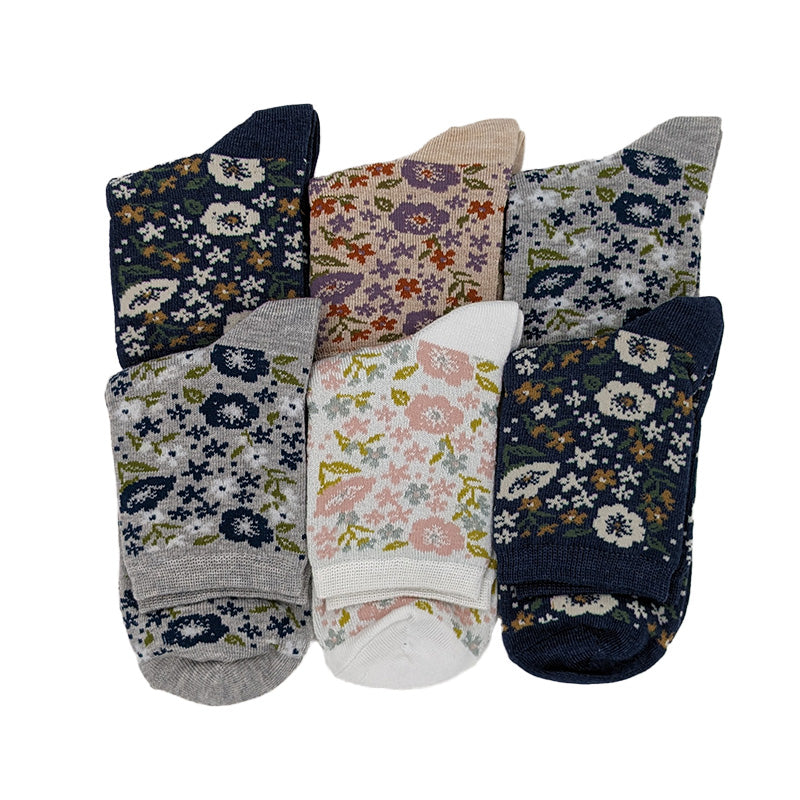 【 お得 】レディース ショートソックス 6足組 22-24cm (女性 靴下 ソックス くつ下 くつした 柄 猫 ボーダー) (在庫限り)