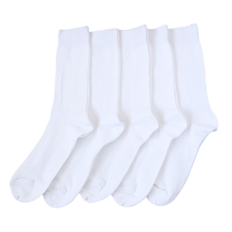ソックス 5足組 メンズ カジュアル 25-27cm (くつした 男性 メンズソックス ハイソックス 男性用靴下 ビジネス スーツ おしゃれ 白 黒 紺 灰) (在庫限り)